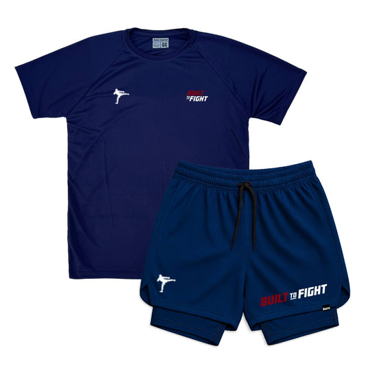 Kit Camiseta e Bermuda DRY-FIT AZUL Build to Fight