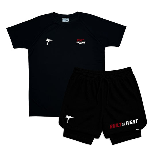 Kit Camiseta e Bermuda DRY-FIT PRETA Build to Fight