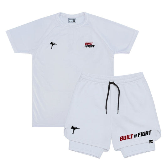 Kit Camiseta e Bermuda DRY-FIT BRANCA Build to Fight