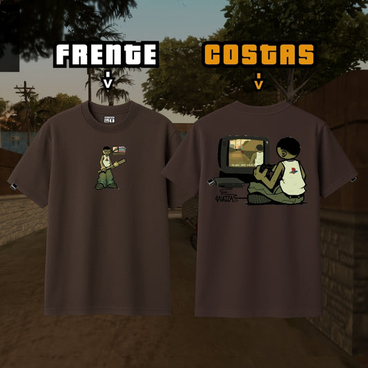 Camiseta Marrom CJ Play2 + GTA